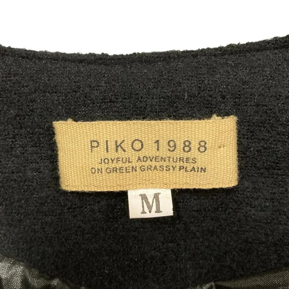 Piko 188 Black‎ Wool Blend Lined Double-Zipper Cropped Jacket, Size Medium - Picture 2 of 9